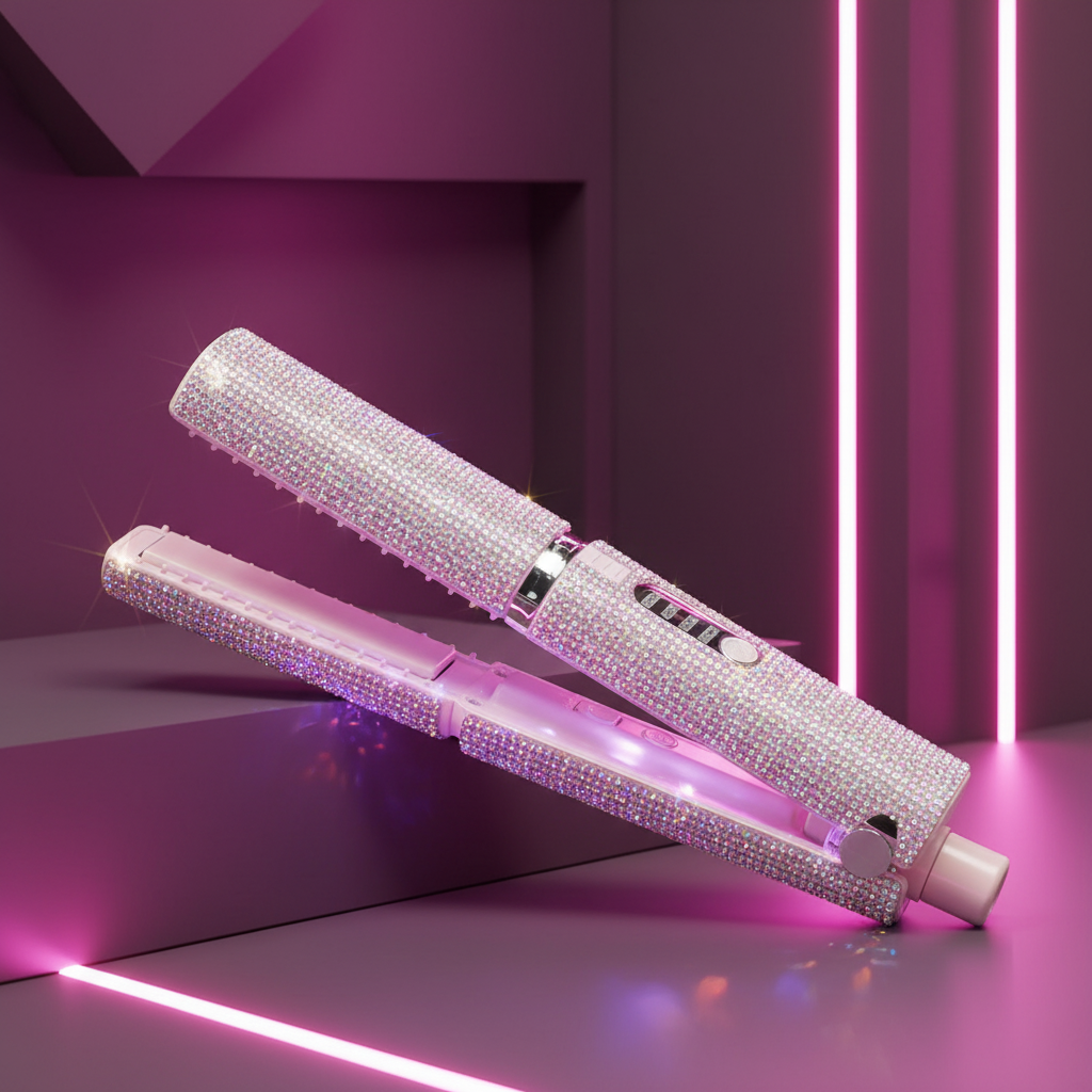 Portable Wireless Crystal Hair Straightener & Curler